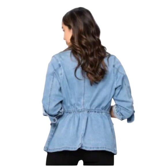 NWT Judy Blue Zip Up Denim Jean Jacket Cinched Waist Women's Size 3XL Boho Fall - Picture 12 of 13